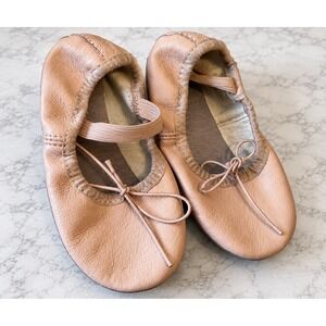 STELLE Girls  Size 10 Ballet Dance Class Shoes Leather Pink Elastic Tie Beginner